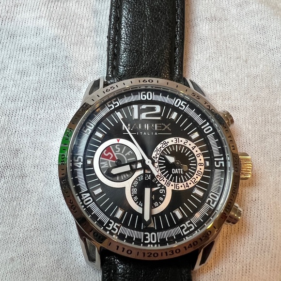 Haurex Talento Men’s Watch Model 1A367UNN with Vera  Pelle black leather band - Picture 8 of 15